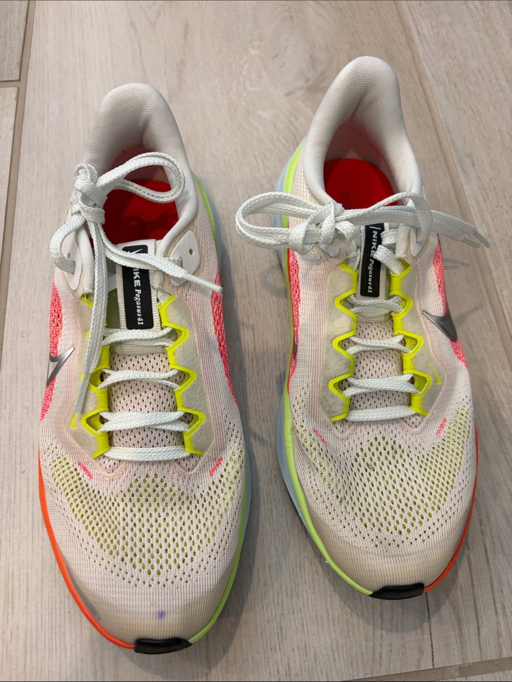 Nike pegasus 41 Running Sneakers in White with Neon Accents
